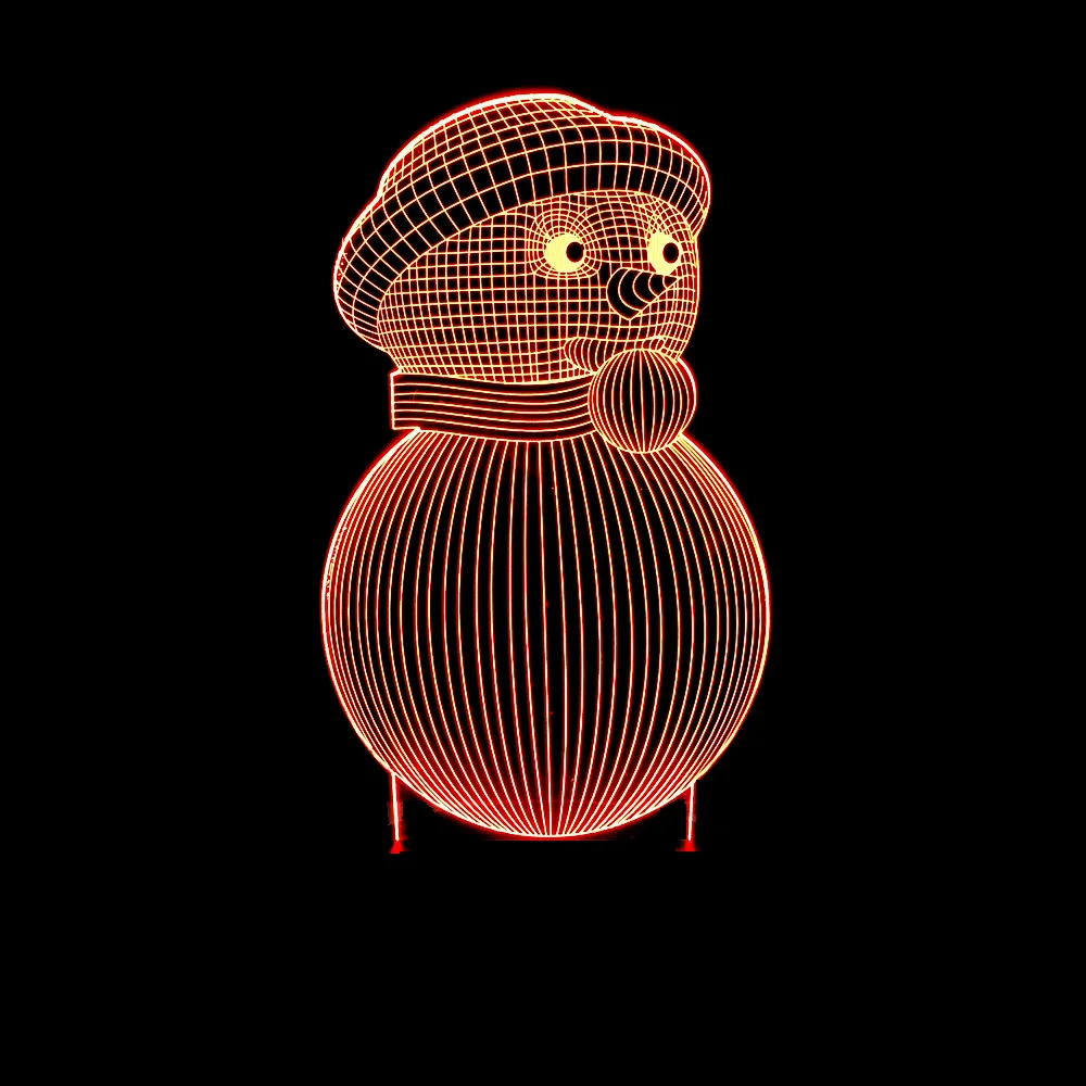 Рождественский снеговик красочный 3d светильник светодиодная иллюзионная лампа