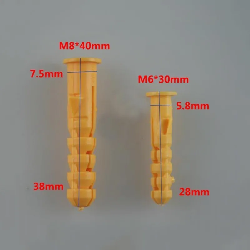 50 шт. M6 M8 M10 желтые ребристые пластиковые Якорные стены пластиковые расширительные трубы пробки стены Drywal
