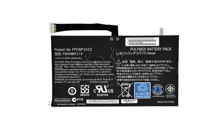 JIGU FPCBP345Z ноутбук Батарея для Fujitsu LifeBook UH572 UH552 ультрабук FMVNBP219 FPB0280 FPCBP345Z 14,8 V 2840 мА-ч