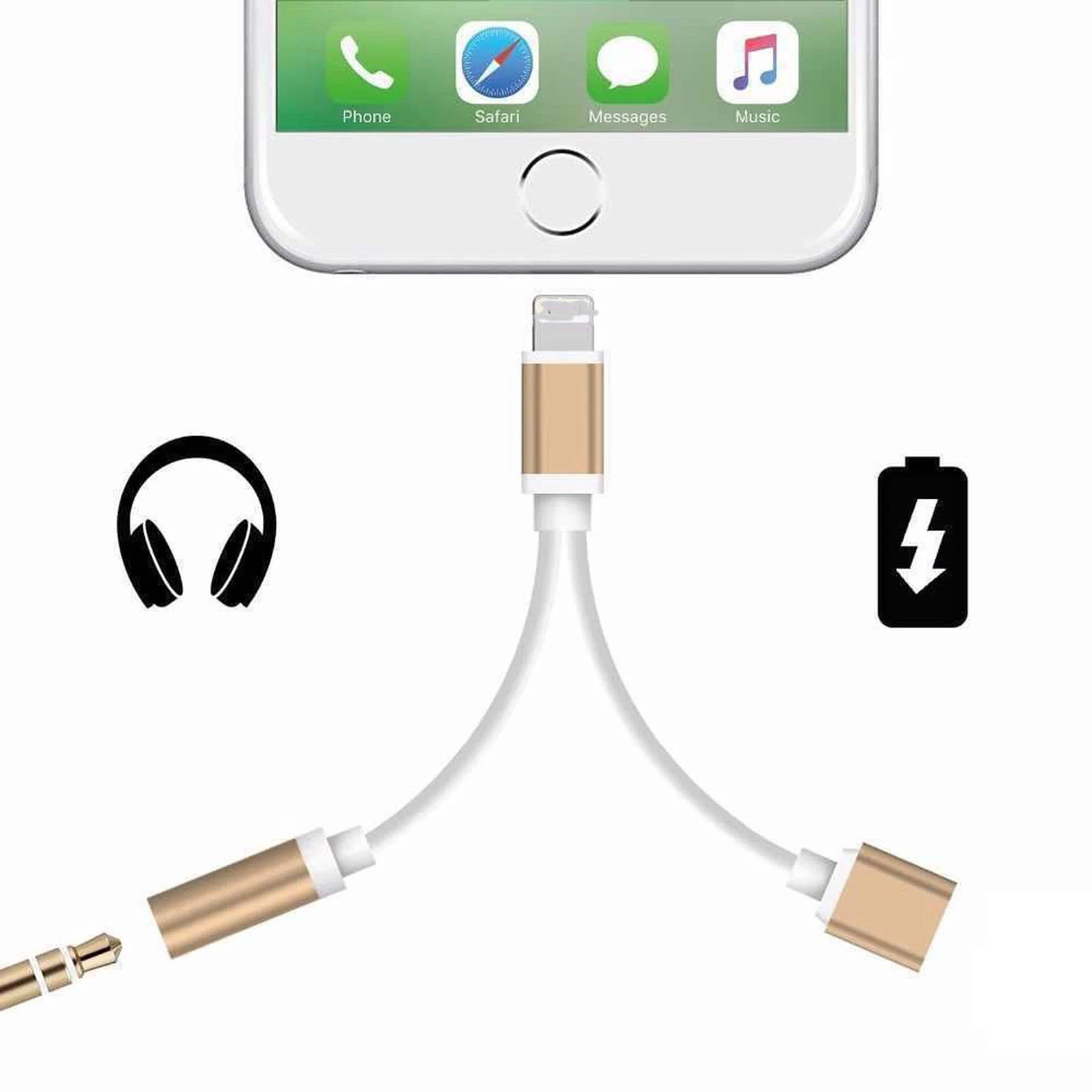 

2 in 1 3.5mm Jack Adapter Audio Charging Splitter Cable for iPhone X 8 7 Plus Earphone Headphones Converter For iOS