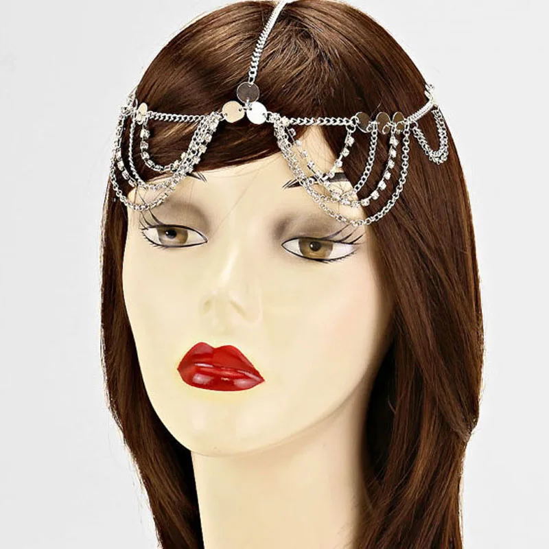 Women Fashion Jewelry Headdress Head Hair Band new Chain Plated