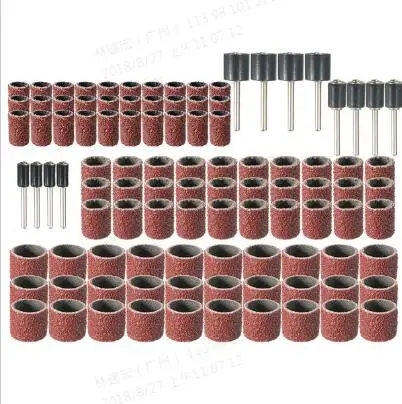 

100pcs Sanding Bands Sleeves 2 Mandrels Grinding Polishing Sandpaper circle Sand Ting Electric Grinding Tool Dedicated Sand Ring
