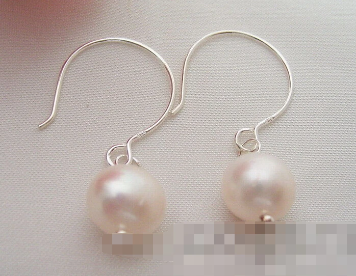 

free shipping 00224 Round White Pearl Earring