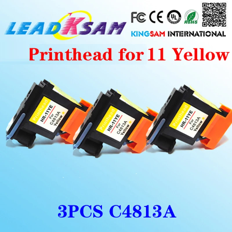 3 шт. совместимый для hp11 желтый C4813A печатающая головка 11 OfficeJet 9110 9130 1000 1100 1200 2200 2280