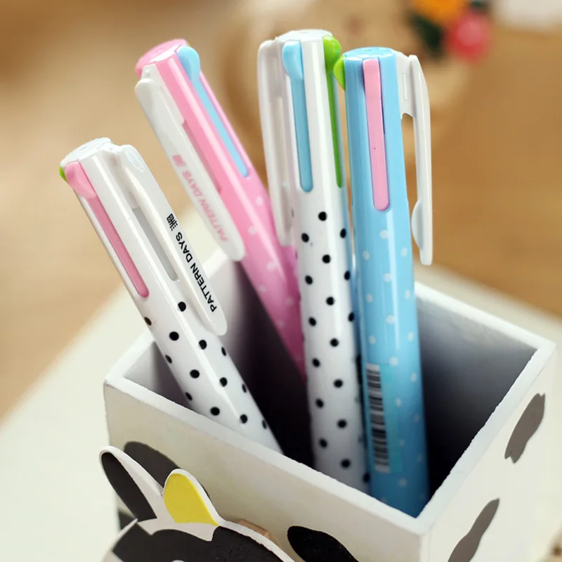 40 pcs/Lot Dots ballpoint pen 4 color ink 0.5mm ballpoint roller pens for marker writing Stationery Office school supplies 40 pcs/Lot Dots ballpoint pen 4 color ink 0.5mm ballpoint roller pens for marker writing Stationery Office school supplies
