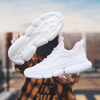 

Hot New Fashion Four Seasons Running Shoes For Men Lightweight Breathable Slip-on Shoes Outdoors Walking Sneakers White Trainers