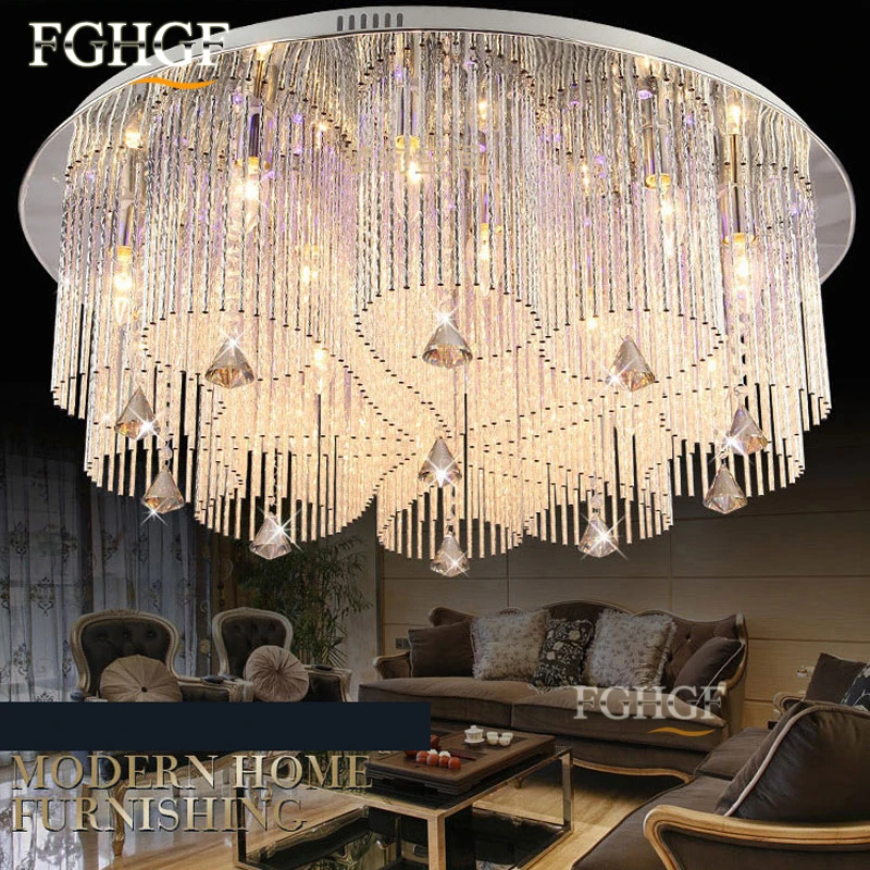 

new design RGB LED crystal chandelier light dinning room crystal chandelier lamp lighting with remote control Flush Mounted