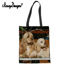 Женская Повседневная Холщовая Сумка для покупок, милая сумка с принтом американского Кокер-спаниеля, экологически чистый хлопок, женская сумка для девочек, многоразовая сумка-тоут