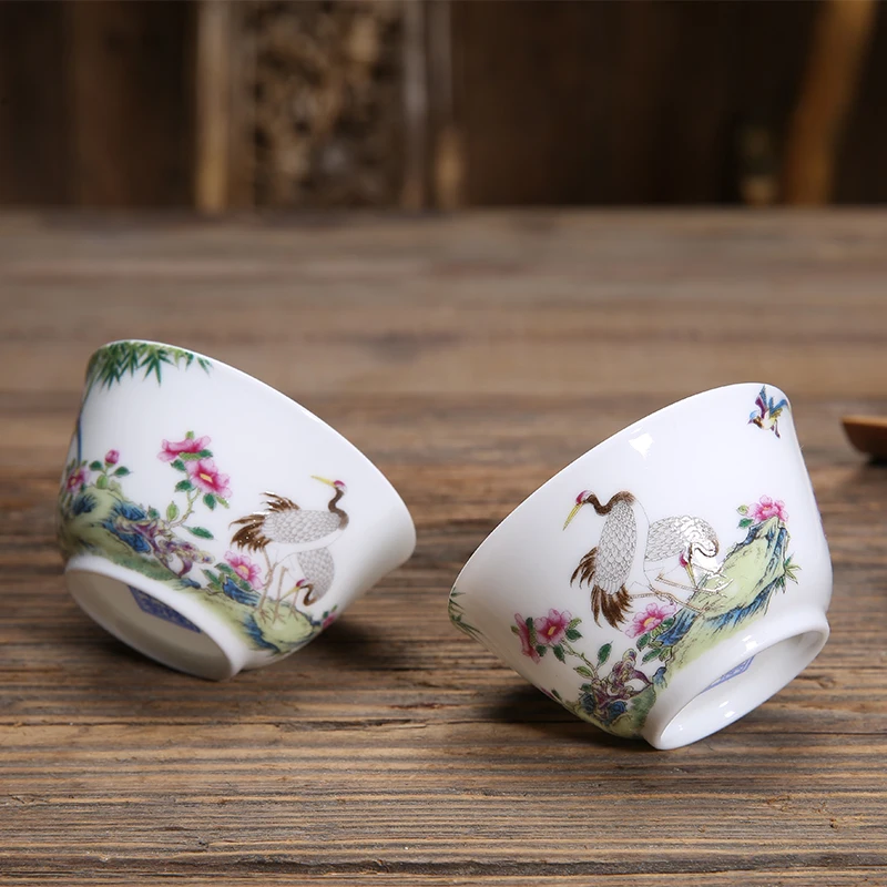 75 мл Jingdezhen Boutique керамическая семейная Роза фарфоровые цветы и птицы чайная чашка