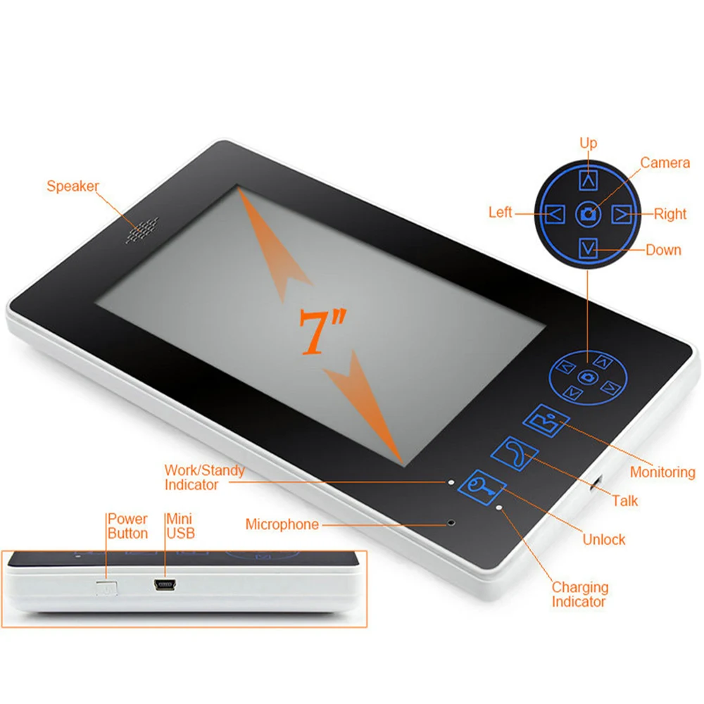 7 inch 2.4G Wireless Video Door Phone Intercom Doorbell Home Security Camera