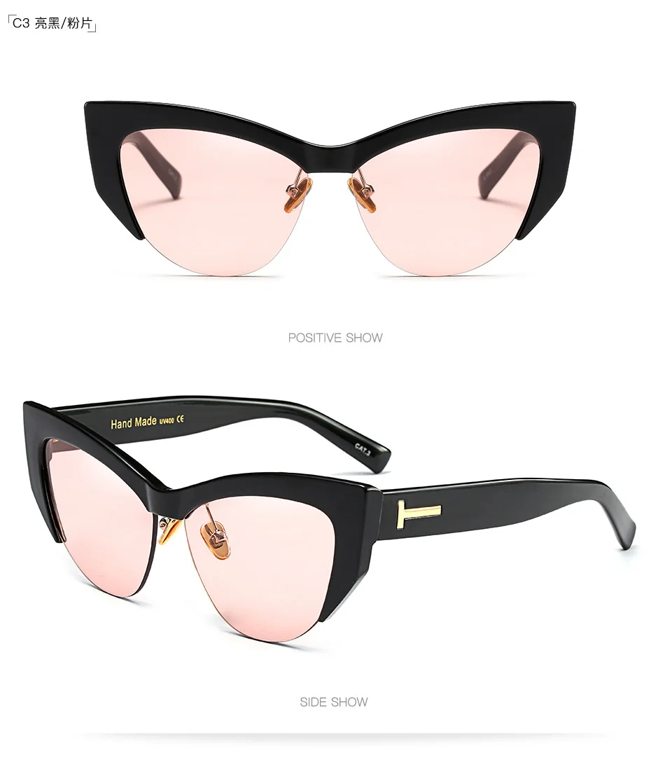 Винтажные женские солнцезащитные очки T бренд ретро очки солнцезащитные очки «кошачий глаз» для женщин женские солнцезащитные очки зеркальные Oculos De Sol - Цвет линз: C5