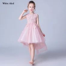 Для девочек в цветочек Нарядные платья для первого причастия вечерние украшения элегантные свадебные для девочек в цветочек розовый маленький платье с русалочкой