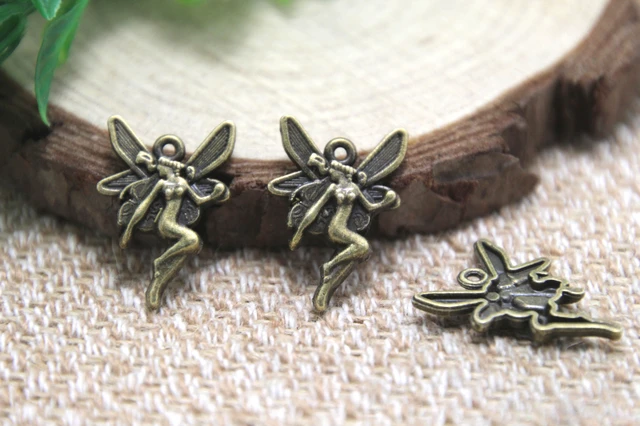 30pcs- Small Fairy Charms Bronze Tone Fairy Charm Pendants 22x15mm