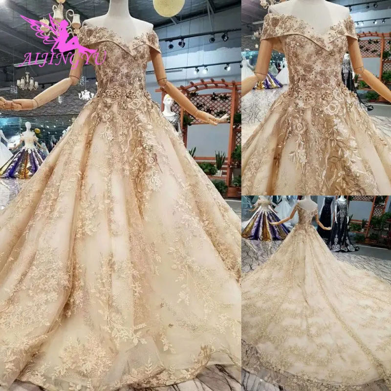 AIJINGYU Свадебные платья кружево женское платье Роскошные Дубай кутюр Moroccan платья с цветками 2018 свадебное платье интернет магазин