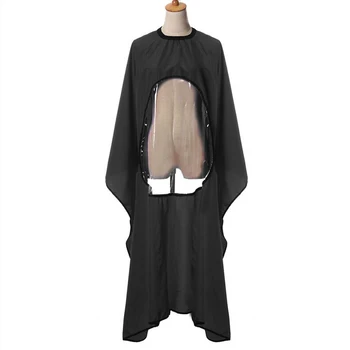 

1Pc New Waterproof View Window Hair Cut Hairdressing Barbers Hairdresser Cape Gown Cloth Black White Red Yellow