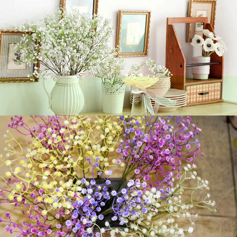 Gypsophila 5 Branch Stars Flower Simulation Fake Flowers Artificial Flowers Bride Bouquet Rustic Real 1 Pcs Baby Breath PU