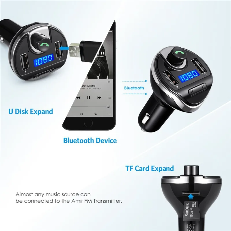 Bluetooth FM Transmitter MP3 Player USB Stick KFZ Auto SD AUX
