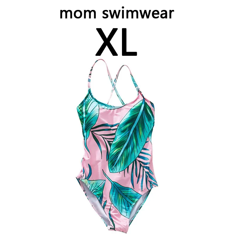 mom size XL Семейные Комплекты Купальники листья тропических растений принт летние каникулы для мамы и дочки купальник Для женщин девочек Одна деталь Для мужчин пляжные шорты для мальчиков - Цвет: mom size XL