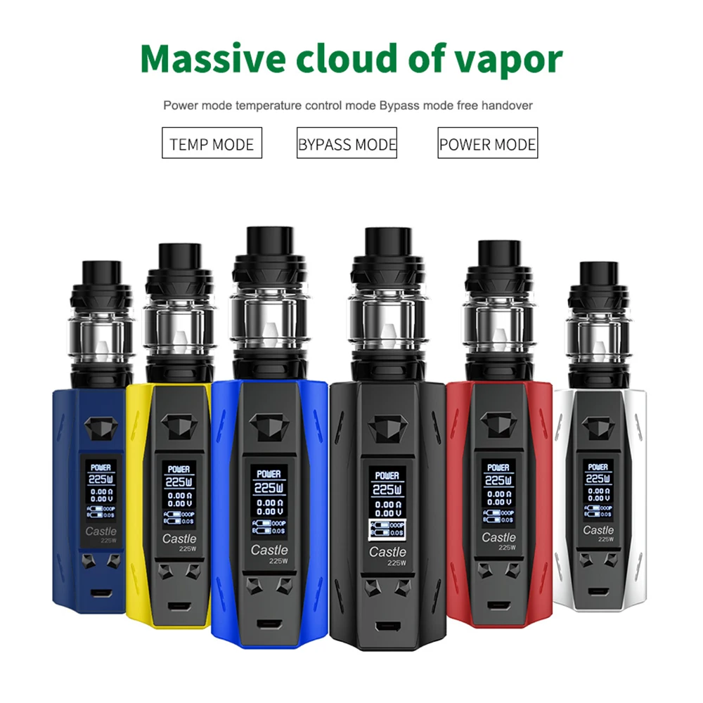 

225W Vape Kit ATVS Castle Smart TC Vape Atomizer CAPTAIN 18650 BOX MOD Dense Smok Kits E-Cigarette Cartridges Vaporizer
