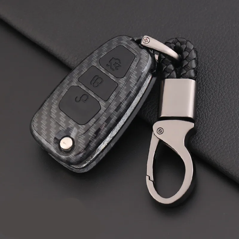 Корпус из АБС-углеродного волокна+ силиконовый 3 чехол для ключей с кнопками, защитная крышка для ключей для Ford Ranger C-Max S-Max Focus Galaxy Mondeo Transit To