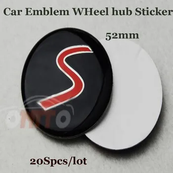 

20pcs/lot For Mini R50 R52 R55 R56 R57 R58 52mm 5.2cm S logo badge Car Emblem Wheels hub center stickers Auto tires declas