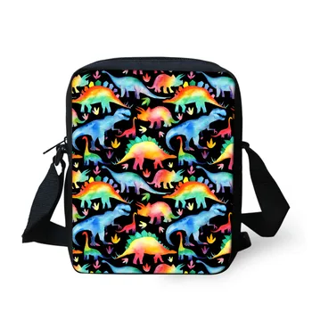 

ThiKin Fashion Mini Messenger Bag for Women Daily Lightweight Shoulder Bags Rainbow Dinosaur Prints Ladies Crossbody Bags