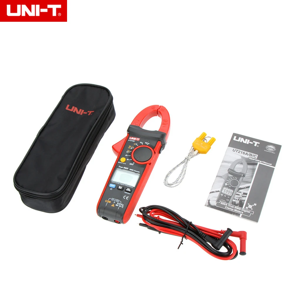 

UNI-T UT216C DC/AC 600A True RMS Digital Clamp Meters Auto Range & Voltage Frequency Capacitance Temperature NCV Test