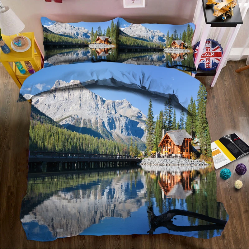 Искусство в лесе печать постельных принадлежностей серии фото 3d одеяло постельное белье