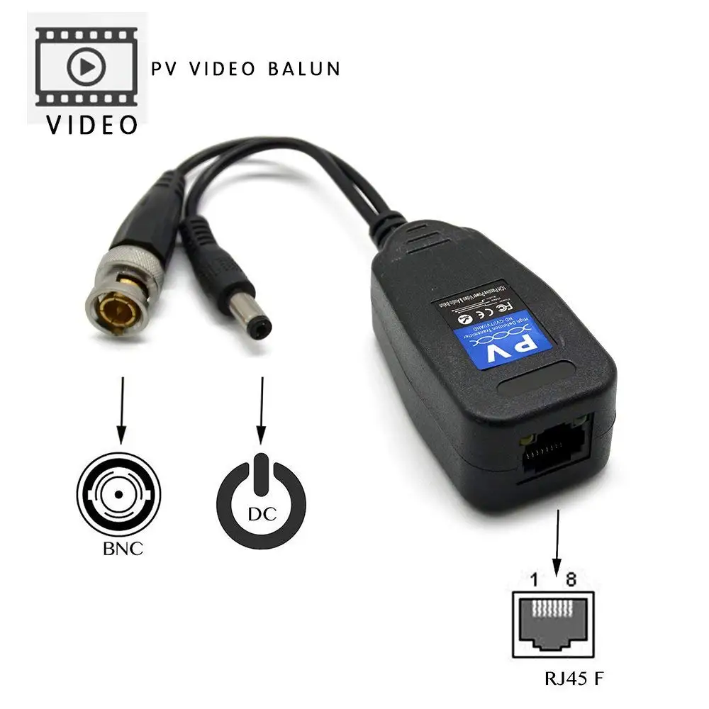 Новый стиль видео балун HD CVI/TVI/AHD UTP Пассивный Видео с DC разъем питания и RJ45 CAT5e/Cat6