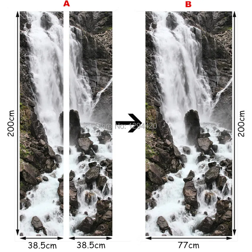77*200 см Ожесточенные Тигр водопад пейзаж 3d двери росписи стены винила искусства наклейки, украшения домашнего офиса пейзаж плакат на стену