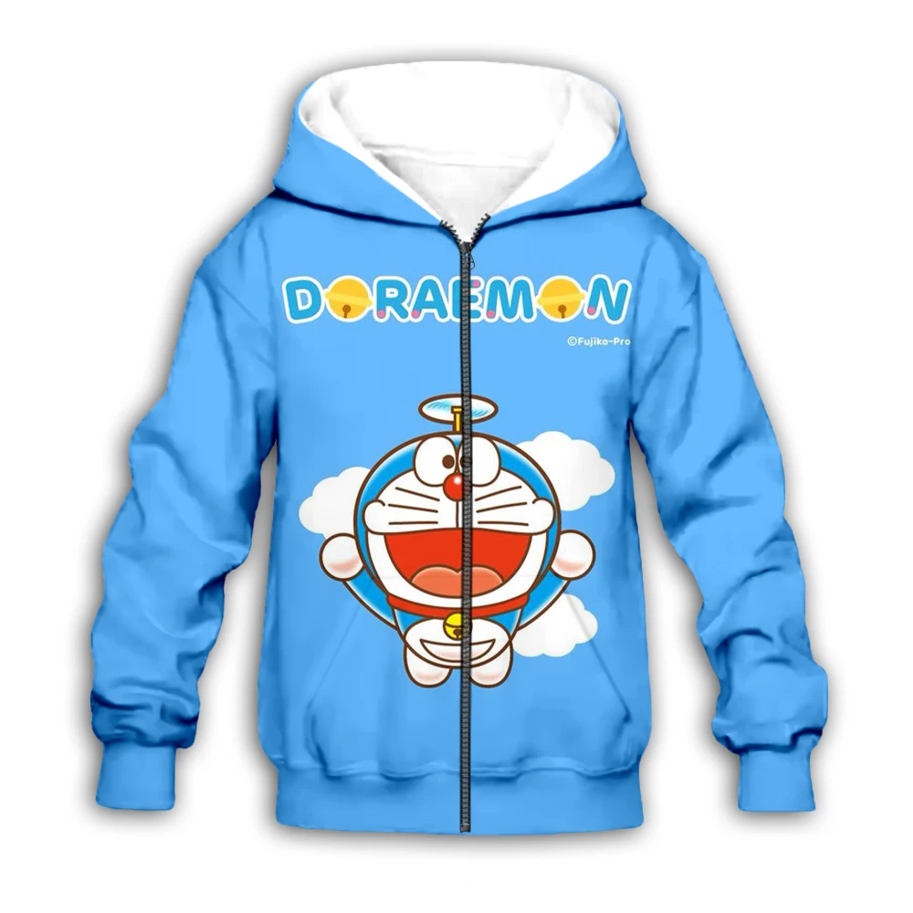Kawaii Doraemon/Детские толстовки с капюшоном и объемным принтом; толстовка для маленьких мальчиков и девочек с героями мультфильмов Nobita Nobi; комплект уличной одежды; пуловер