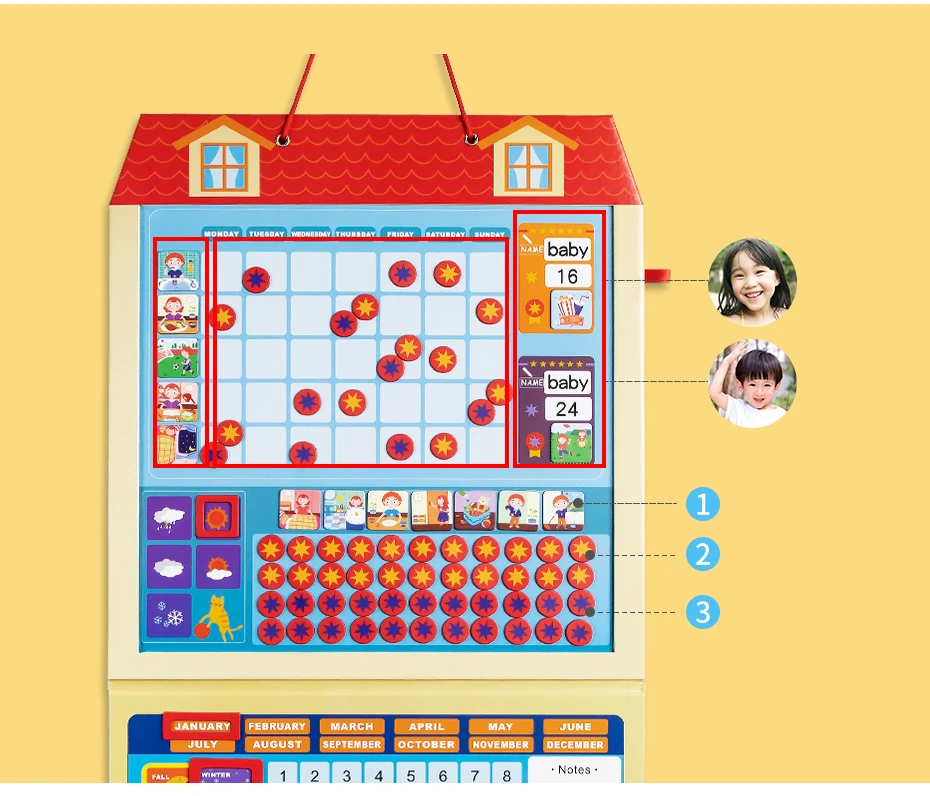 Magnetic Behavior Reward Responsibility Activity Target Chart Calendar Schedules Growth Time Record Board for Children Decor_10