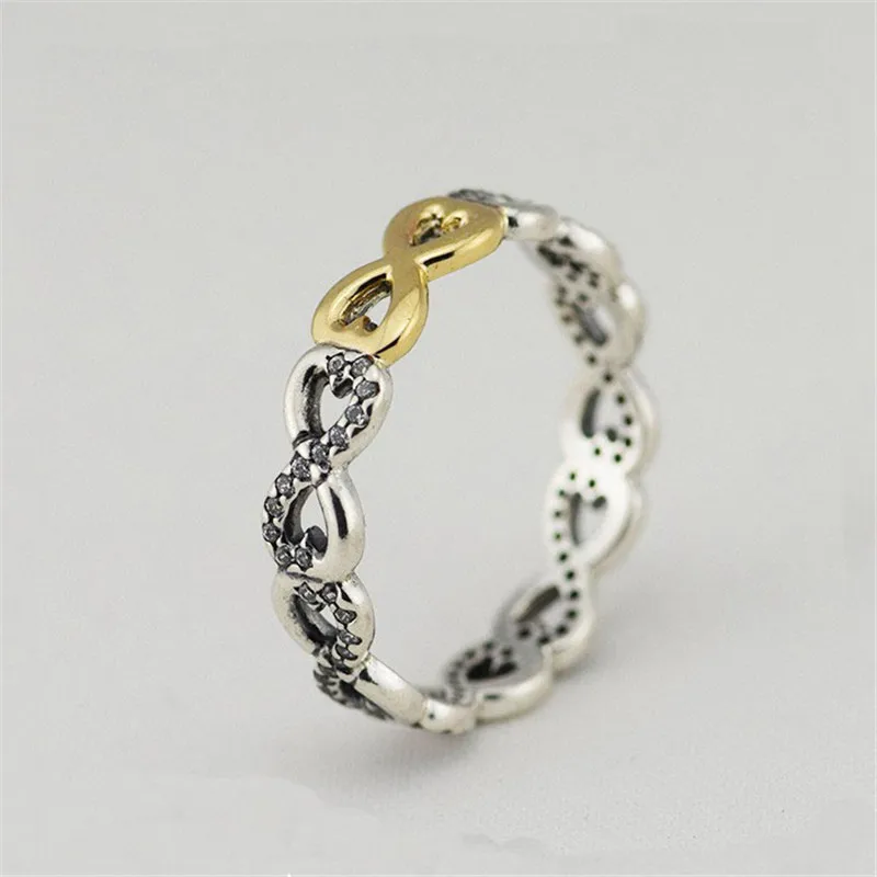 

Pandulaso Infinite Love Stackable Rings for Women & Men Real Golden Rings Fashion Silver 925 Jewelry Crystal Rings Clear CZ