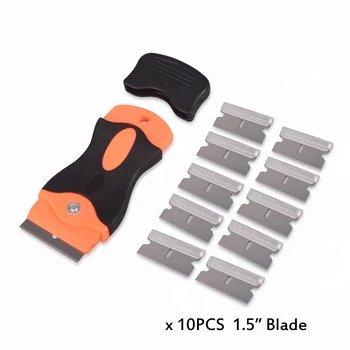 

EHDIS Window Tint Ceramic Glass Oven Razor Scraper+10Pcs Steel Blade Vinyl Wrap Car Film Glue Sticker Cleaning Knife Squeegee