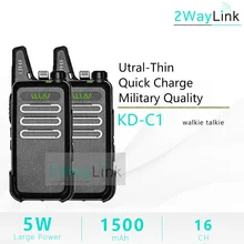 Walkie talkie wln mini 5w, 2 peças, wln KD-C1, dois canais uhf, rádio rt22 ZT-X6, handy mini 5w ham radio KD-C2 versão atualizada barata quente