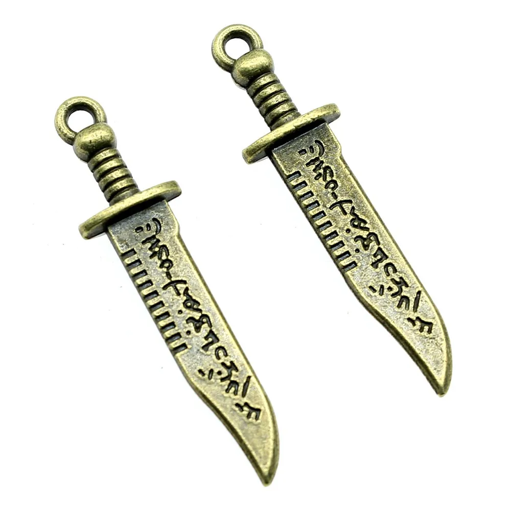 

6pcs Charm Dagger Vintage Dagger Knife Charms Pendant For Jewelry Making Antique Bronze Color Dagger Knife Charms 11x44mm