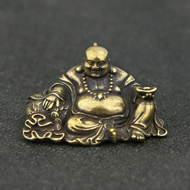 

1PC Chinese Small Statue Religion Buddhism Maitreya Buddha Bronze Antique Desktop Copper Ornaments Decoration Craft Gift YLM9771