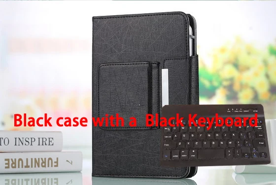 Универсальный чехол-клавиатура Bluetooth для Dell Venue 8 pro 8 дюймов планшетный ПК Dell Venue 8 Bluetooth чехол-клавиатура+ 3 подарка бесплатно - Цвет: black with black