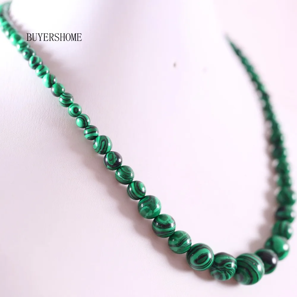 

Free Shipping Fashion Jewelry Round Beads Green Malachite Necklace 18" 1Pcs E303