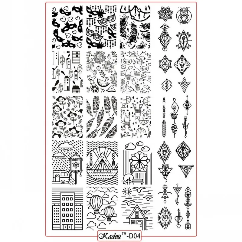 

1 Pcs Big Size Nail Stamping Plates New Arrival Fire Balloon/House/Seagull/Flower Patterns Nail Art Decoration Polish Templates