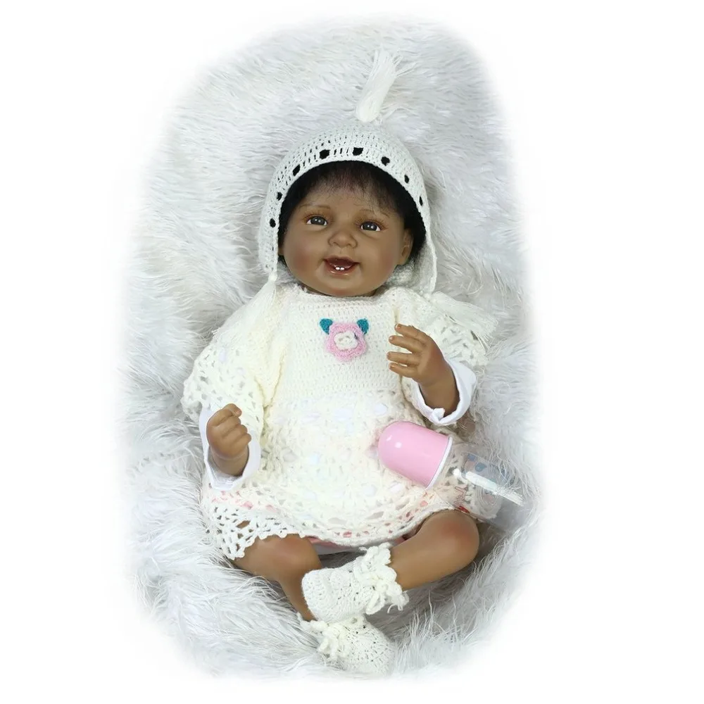 

55CM Black Baby Girls Reborn Doll Realistic Silicone Baby dolls Play House Toys Wonderful Birthday Gift Toys For Girls Children