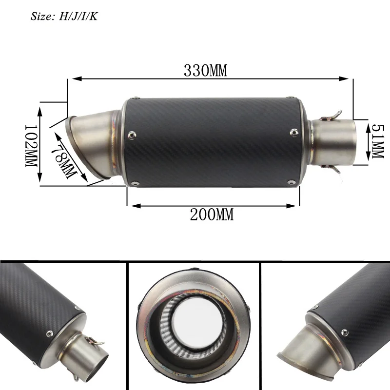 Мотоцикл Универсальный выхлопных Системы трубы без дБ убийца Slip 38-60,5 мм выхлопная труба для Kawasaki Ninja 350 ZX6R Yamaha R6 K6 78