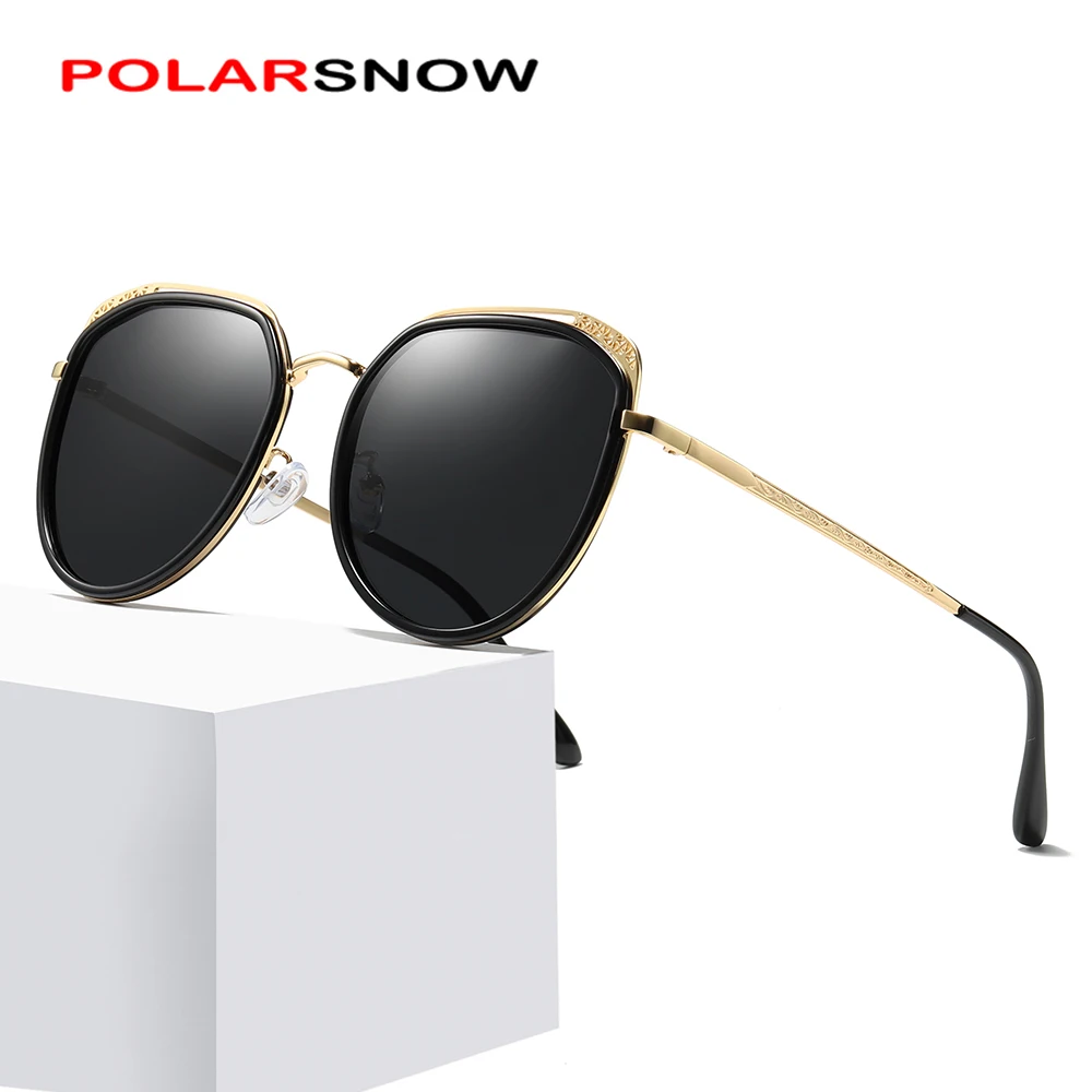 POLARSNOW Брендовые женские солнцезащитные очки винтажные модные очки поляризованные женские солнцезащитные очки с металлической оправой gafas de sol mujer UV400