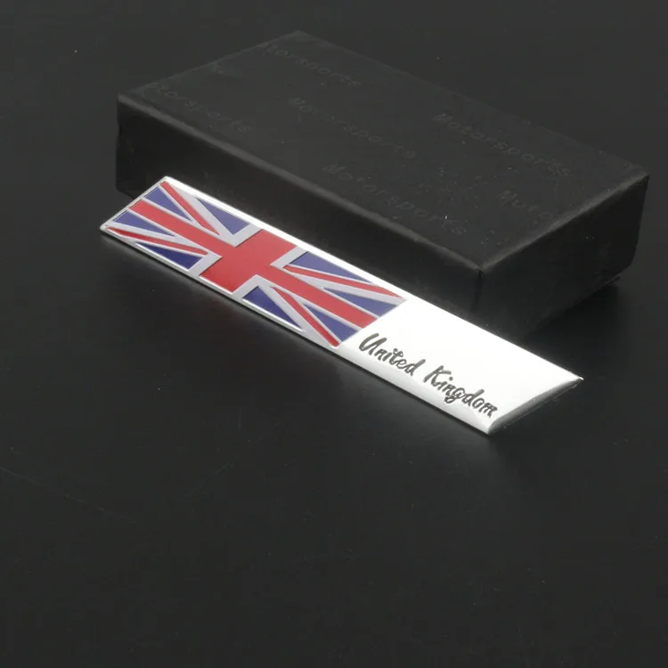 10 шт. Английский флаг тонкая алюминиевая этикетка эмблема из хрома Стайлинг автомобиля Наклейка длинная квадратная панель для Jaguar Land Rover MINI MG