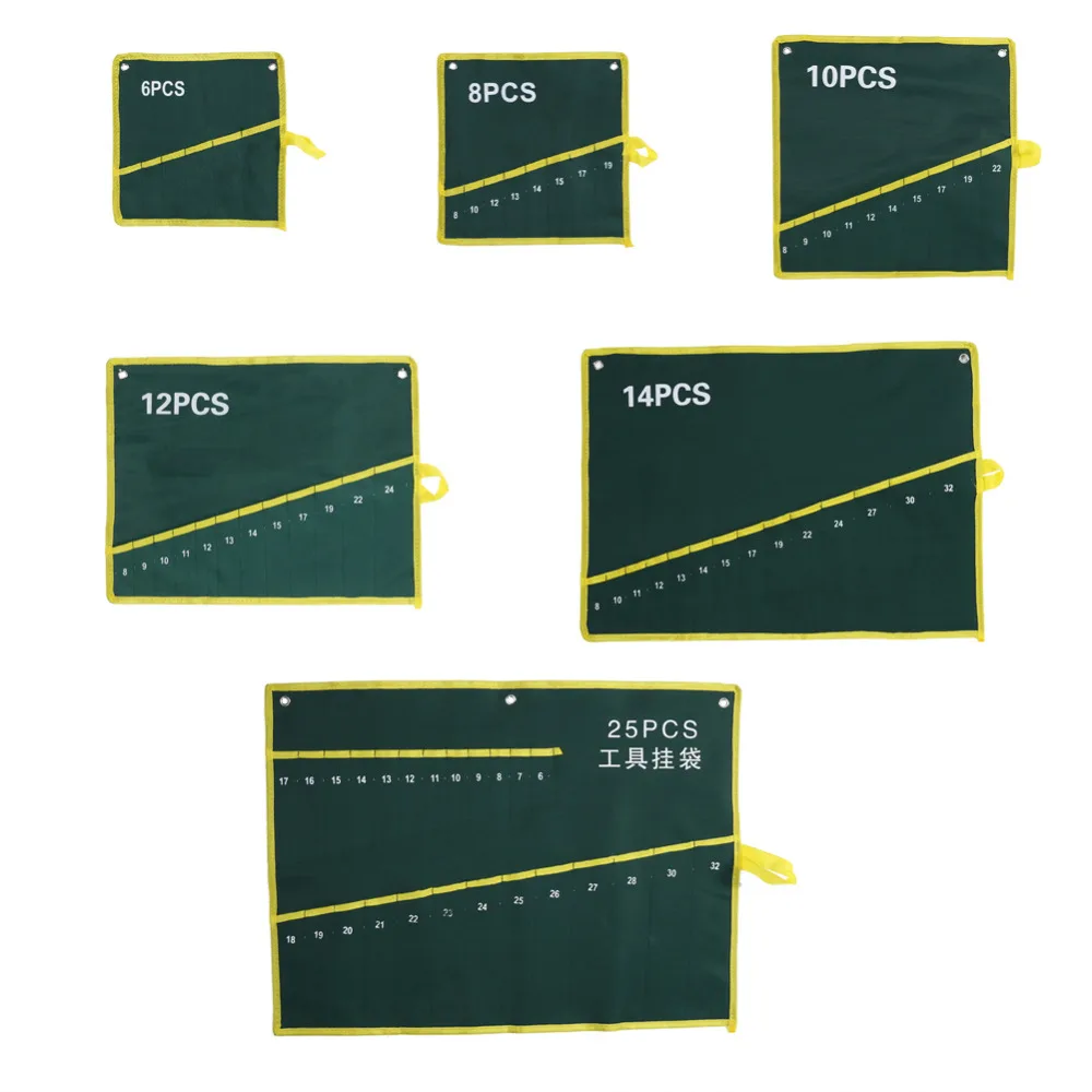 Прочный 6/8/10/12/14/25 Зеленый карманы гаечный ключ плоскогубцы инструмент гаечный ключ сумки Roll Up сумка для хранения Организатор