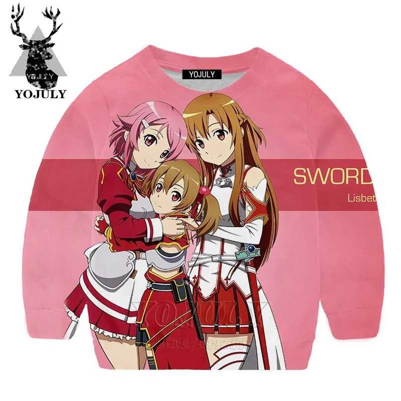 YOJULY Sword Art онлайн аниме Харадзюку 3d принт Мальчики Девочки Подростки Толстовка Kawaii детская одежда мода длинный рукав Modis SW42