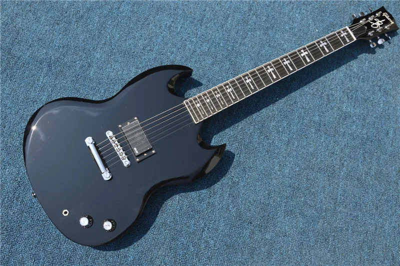 

Electric guitar /2018 good Guitar / black SG Guitar / cross-shaped inlay one pickup Chinese Guitar free shipping