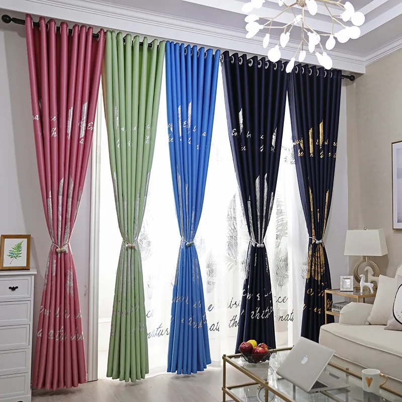 Cortina opaca de hoja de plata para dormitorio dorado brillante niños guardería nueva decoración del hogar cortinas de tratamiento de ventana JS36C