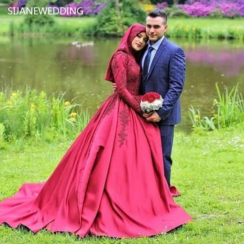 SIJANE мусульманский суд Свадебные платья с длинным рукавом Robe De mariée Королевский