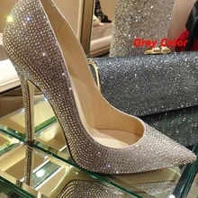 Fashion pointed toe bridal shoes rhinestone high-heeled shoes single diamond thin heels wedding shoes Party Prom Shoes